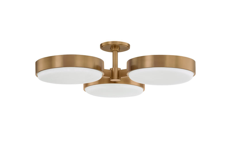 Three Light Semi Flush Mount<br /><span style="color:#4AB0CE;">Entrega: 17-18 semanas en USA</span><br /><span style="color:#4AB0CE;font-size:60%;">PREGUNTE POR ENTREGA EN PANAMA</span><br />Collection: Rory<br />Finish: Patina Brass