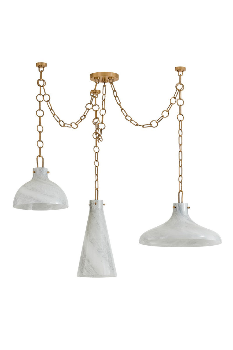 Three Light Chandelier<br /><span style="color:#4AB0CE;">Entrega: 9-10 semanas en USA</span><br /><span style="color:#4AB0CE;font-size:60%;">PREGUNTE POR ENTREGA EN PANAMA</span><br />Collection: Joaquin<br />Finish: Patina Brass