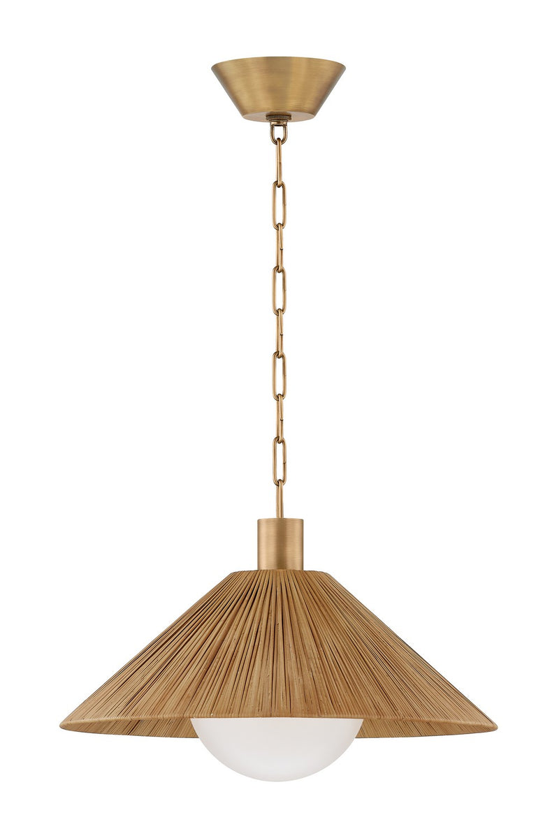 One Light Pendant<br /><span style="color:#4AB0CE;">Entrega: 4-10 dias en USA</span><br /><span style="color:#4AB0CE;font-size:60%;">PREGUNTE POR ENTREGA EN PANAMA</span><br />Collection: Woodside<br />Finish: Patina Brass