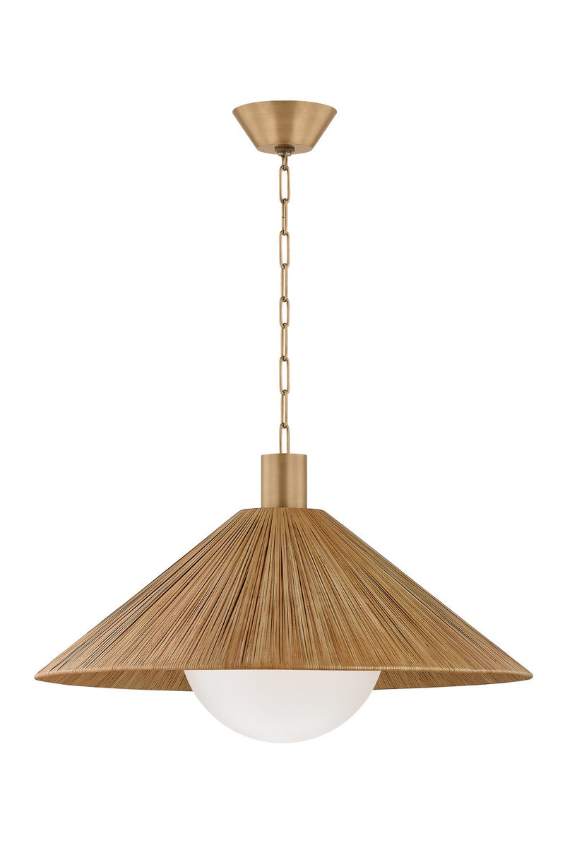 One Light Pendant<br /><span style="color:#4AB0CE;">Entrega: 4-10 dias en USA</span><br /><span style="color:#4AB0CE;font-size:60%;">PREGUNTE POR ENTREGA EN PANAMA</span><br />Collection: Woodside<br />Finish: Patina Brass