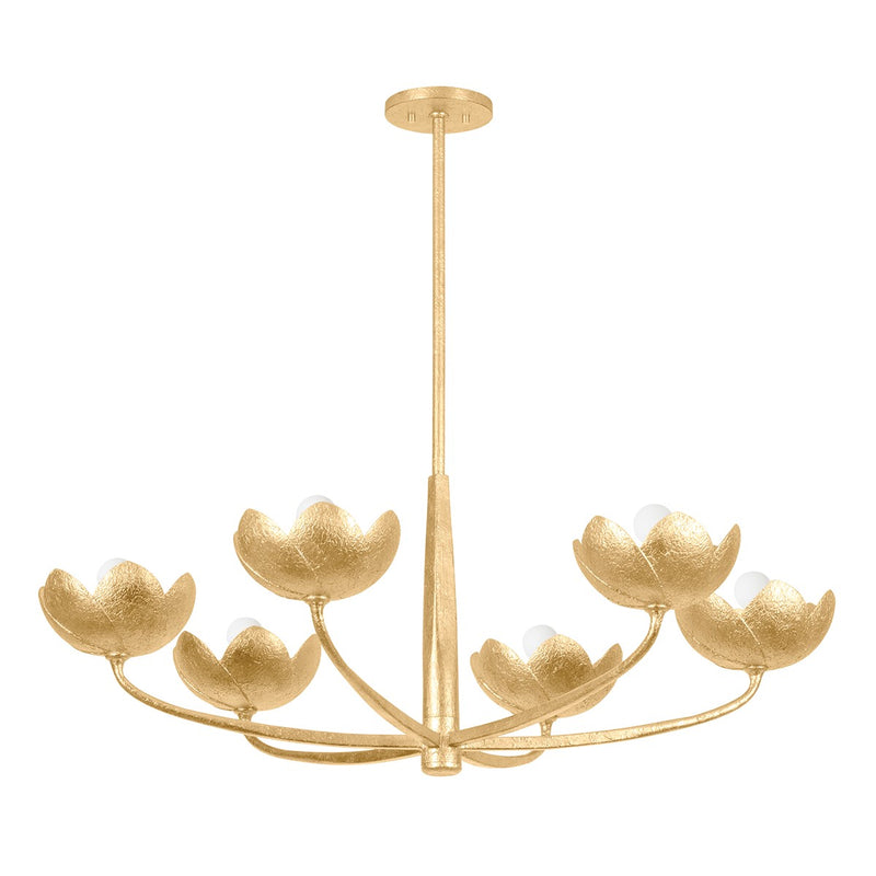 Six Light Chandelier<br /><span style="color:#4AB0CE;">Entrega: 4-10 dias en USA</span><br /><span style="color:#4AB0CE;font-size:60%;">PREGUNTE POR ENTREGA EN PANAMA</span><br />Collection: Arcata<br />Finish: Vintage Gold Leaf