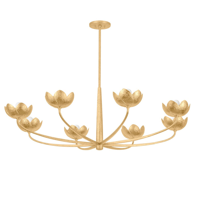 Eight Light Chandelier<br /><span style="color:#4AB0CE;">Entrega: 4-10 dias en USA</span><br /><span style="color:#4AB0CE;font-size:60%;">PREGUNTE POR ENTREGA EN PANAMA</span><br />Collection: Arcata<br />Finish: Vintage Gold Leaf