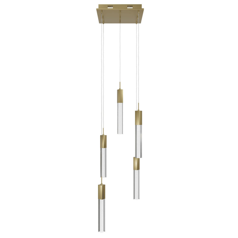 Avenue Lighting - HF1900-5-GL-BB-SNW - LED Pendant - The Original Glacier - Brushed Brass