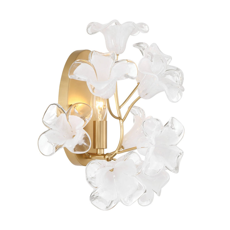 One Light Wall Sconce<br /><span style="color:#4AB0CE;">Entrega: 4-10 dias en USA</span><br /><span style="color:#4AB0CE;font-size:60%;">PREGUNTE POR ENTREGA EN PANAMA</span><br />Collection: Bloome<br />Finish: Legacy Brass