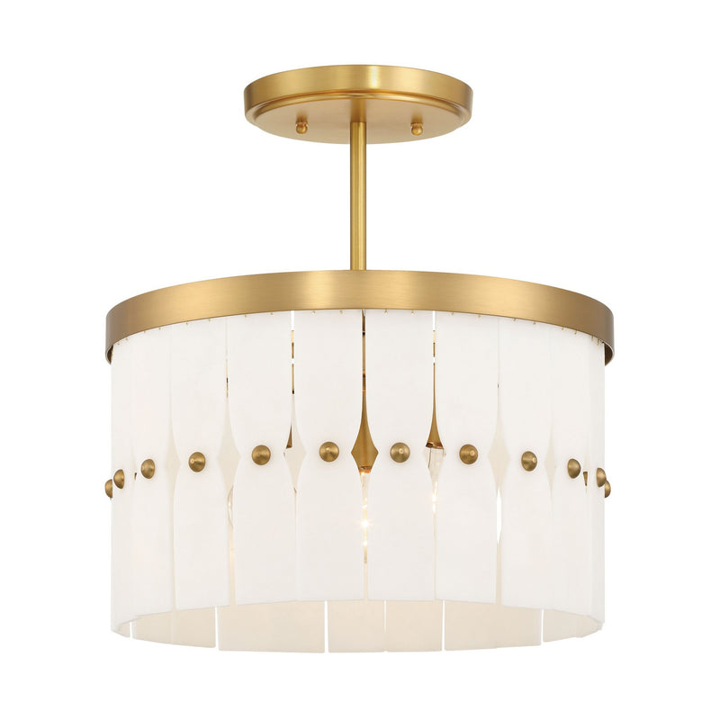 Three Light Convertible Semi-Flush<br /><span style="color:#4AB0CE;">Entrega: 4-10 dias en USA</span><br /><span style="color:#4AB0CE;font-size:60%;">PREGUNTE POR ENTREGA EN PANAMA</span><br />Collection: Coronelle<br />Finish: Legacy Brass