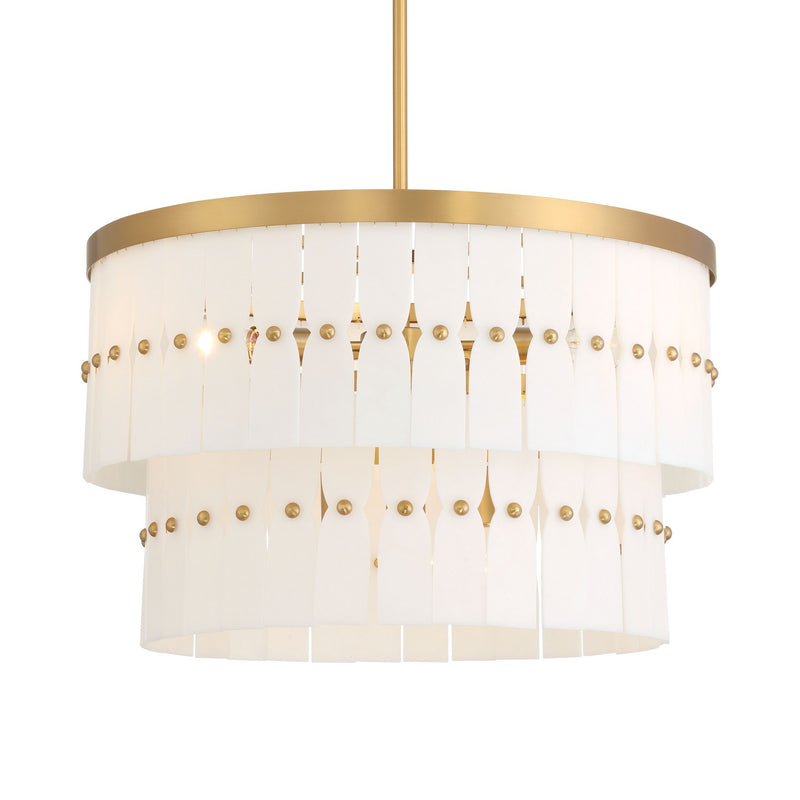 Six Light Pendant<br /><span style="color:#4AB0CE;">Entrega: 4-10 dias en USA</span><br /><span style="color:#4AB0CE;font-size:60%;">PREGUNTE POR ENTREGA EN PANAMA</span><br />Collection: Coronelle<br />Finish: Legacy Brass