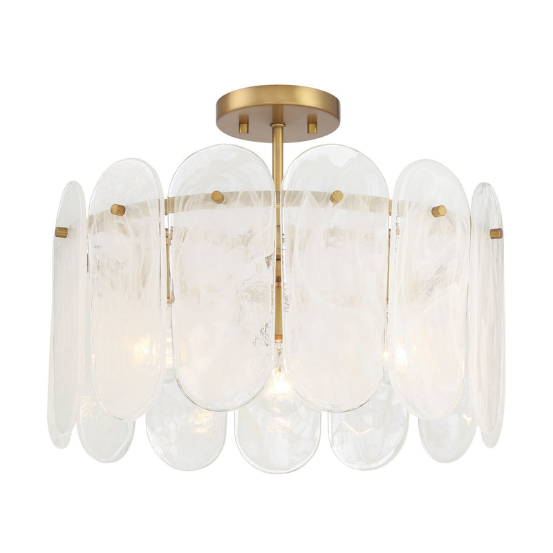 Three Light Semi Flush Mount<br /><span style="color:#4AB0CE;">Entrega: 11-12 semanas en USA</span><br /><span style="color:#4AB0CE;font-size:60%;">PREGUNTE POR ENTREGA EN PANAMA</span><br />Collection: Oldmill<br />Finish: Legacy Brass