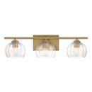 Three Light Vanity<br /><span style="color:#4AB0CE;">Entrega: 18-19 semanas en USA</span><br /><span style="color:#4AB0CE;font-size:60%;">PREGUNTE POR ENTREGA EN PANAMA</span><br />Collection: Glint<br />Finish: Legacy Brass