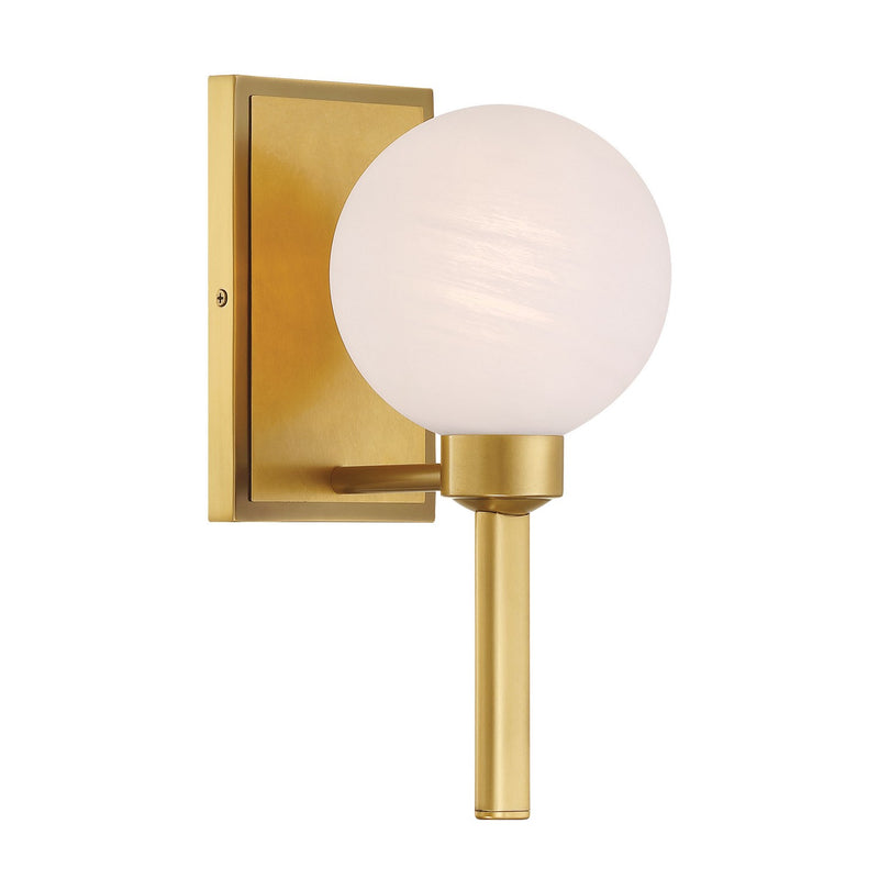 One Light Vanity<br /><span style="color:#4AB0CE;">Entrega: 4-10 dias en USA</span><br /><span style="color:#4AB0CE;font-size:60%;">PREGUNTE POR ENTREGA EN PANAMA</span><br />Collection: Mooncrest<br />Finish: Legacy Brass