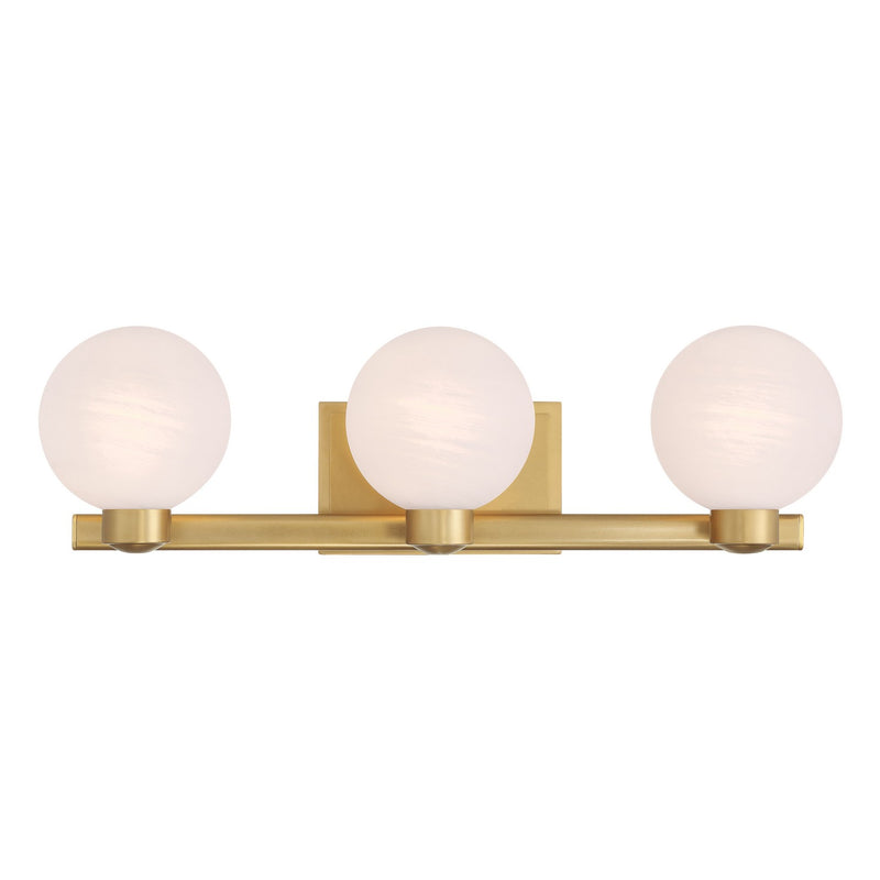 Three Light Vanity<br /><span style="color:#4AB0CE;">Entrega: 4-10 dias en USA</span><br /><span style="color:#4AB0CE;font-size:60%;">PREGUNTE POR ENTREGA EN PANAMA</span><br />Collection: Mooncrest<br />Finish: Legacy Brass