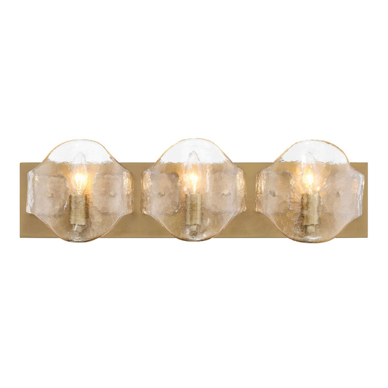 Three Light Vanity<br /><span style="color:#4AB0CE;">Entrega: 4-10 dias en USA</span><br /><span style="color:#4AB0CE;font-size:60%;">PREGUNTE POR ENTREGA EN PANAMA</span><br />Collection: Elora<br />Finish: Legacy Brass