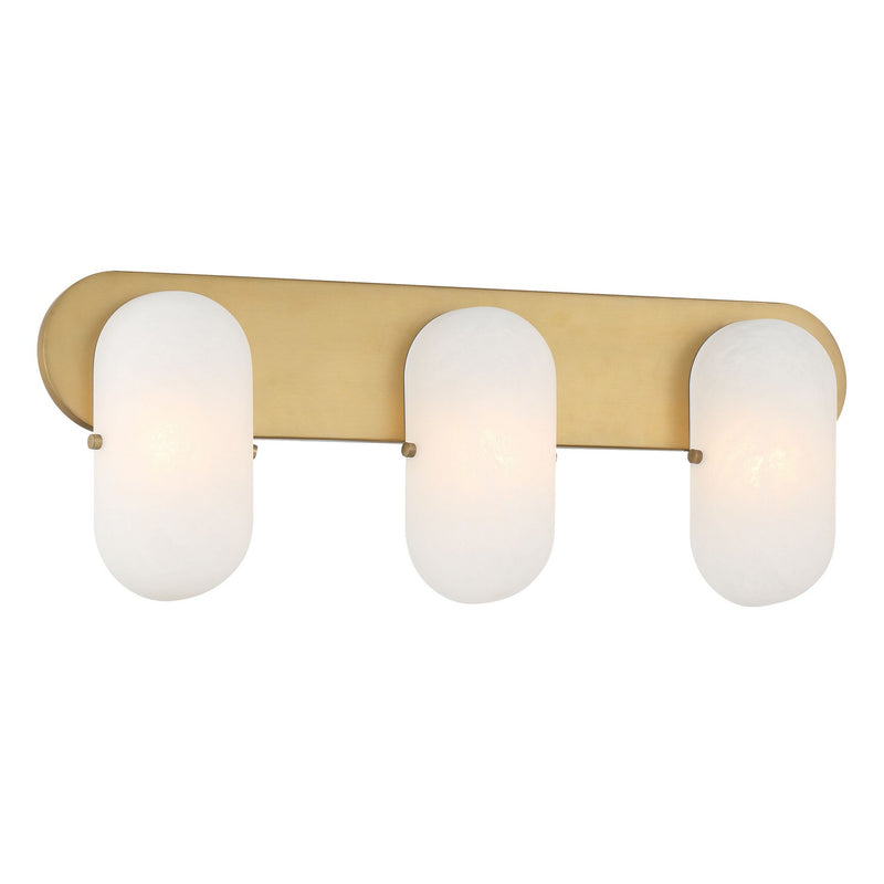 Three Light Vanity<br /><span style="color:#4AB0CE;">Entrega: 4-10 dias en USA</span><br /><span style="color:#4AB0CE;font-size:60%;">PREGUNTE POR ENTREGA EN PANAMA</span><br />Collection: Heathcote<br />Finish: Legacy Brass