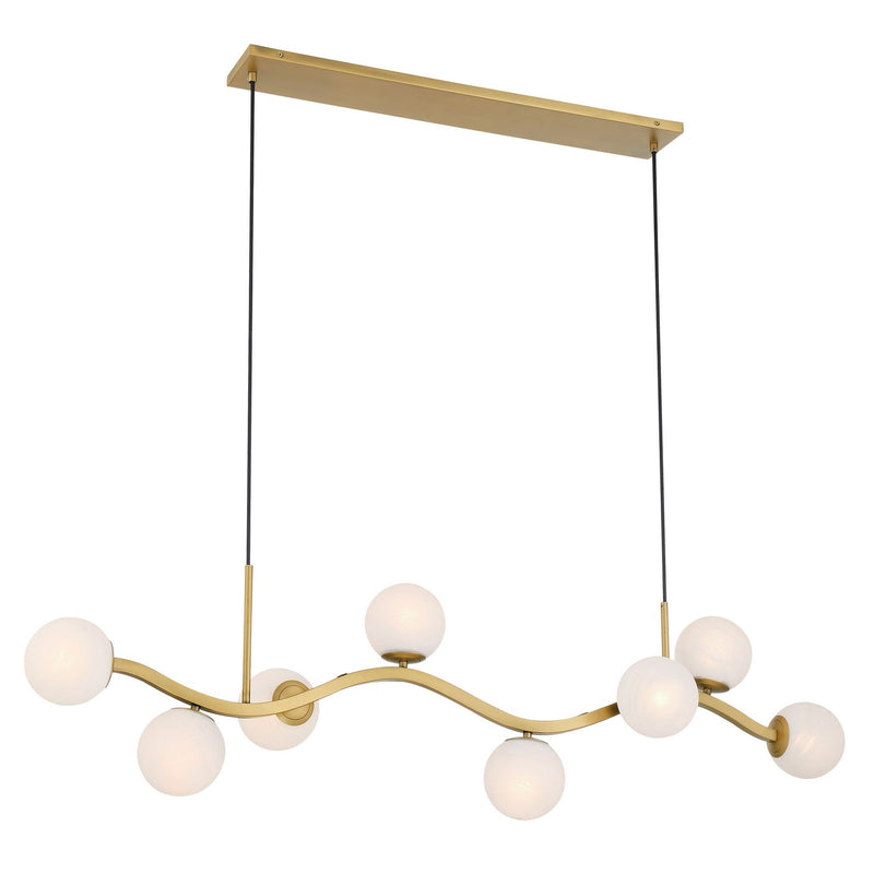 Eight Light Island Pendant<br /><span style="color:#4AB0CE;">Entrega: 4-10 dias en USA</span><br /><span style="color:#4AB0CE;font-size:60%;">PREGUNTE POR ENTREGA EN PANAMA</span><br />Collection: Curven<br />Finish: Legacy Brass
