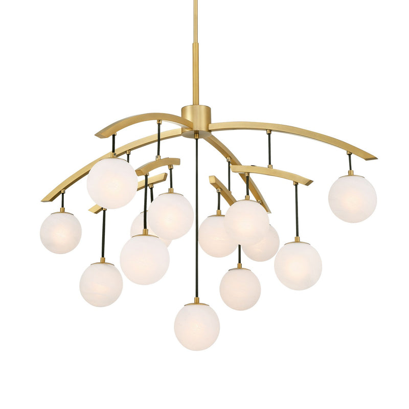 13 Light Chandelier<br /><span style="color:#4AB0CE;">Entrega: 4-10 dias en USA</span><br /><span style="color:#4AB0CE;font-size:60%;">PREGUNTE POR ENTREGA EN PANAMA</span><br />Collection: Curven<br />Finish: Legacy Brass