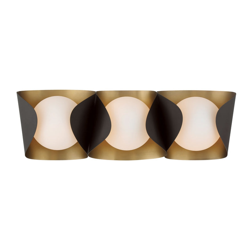 Three Light Vanity<br /><span style="color:#4AB0CE;">Entrega: 4-10 dias en USA</span><br /><span style="color:#4AB0CE;font-size:60%;">PREGUNTE POR ENTREGA EN PANAMA</span><br />Collection: Flare<br />Finish: Dark Bronze