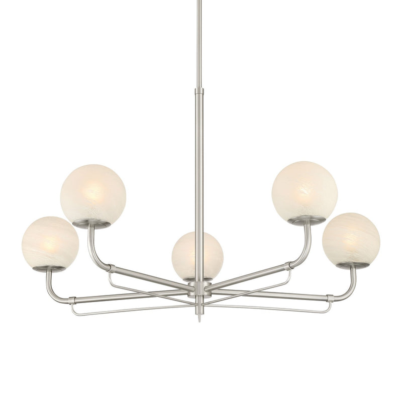 Five Light Chandelier<br /><span style="color:#4AB0CE;">Entrega: 4-10 dias en USA</span><br /><span style="color:#4AB0CE;font-size:60%;">PREGUNTE POR ENTREGA EN PANAMA</span><br />Collection: Whitehall<br />Finish: Brushed Nickel