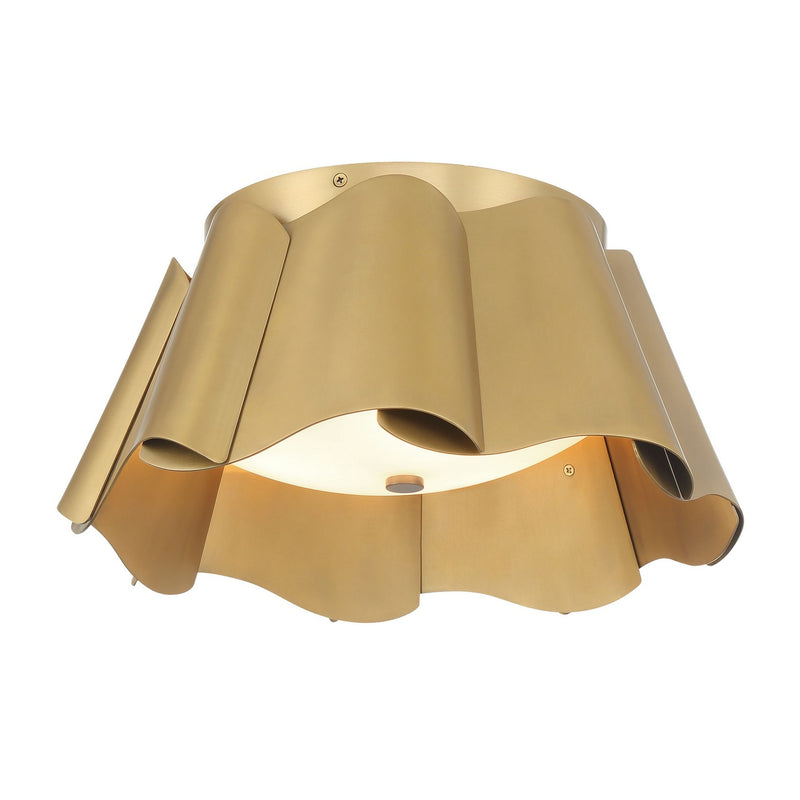 Three Light Flush Mount<br /><span style="color:#4AB0CE;">Entrega: 4-10 dias en USA</span><br /><span style="color:#4AB0CE;font-size:60%;">PREGUNTE POR ENTREGA EN PANAMA</span><br />Collection: Waveform<br />Finish: Legacy Brass