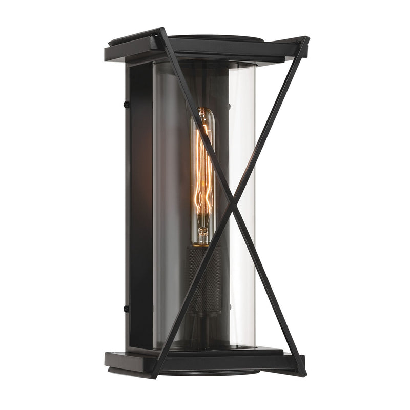 One Light Outdoor Wall Sconce<br /><span style="color:#4AB0CE;">Entrega: 4-10 dias en USA</span><br /><span style="color:#4AB0CE;font-size:60%;">PREGUNTE POR ENTREGA EN PANAMA</span><br />Collection: Rockhill<br />Finish: Dark Matte Black