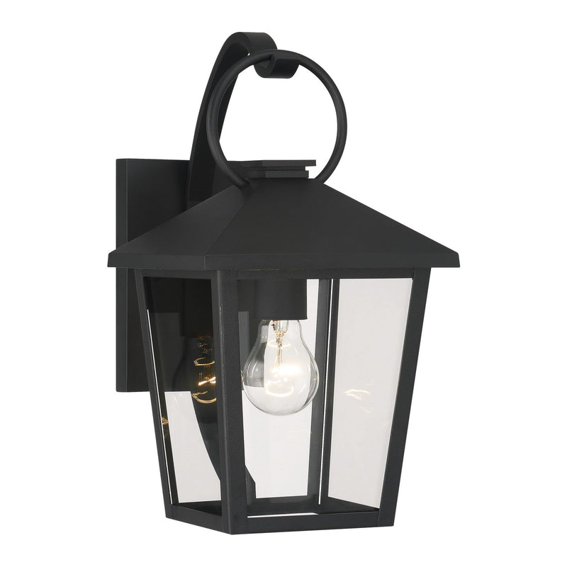 One Light Outdoor Wall Sconce<br /><span style="color:#4AB0CE;">Entrega: 4-10 dias en USA</span><br /><span style="color:#4AB0CE;font-size:60%;">PREGUNTE POR ENTREGA EN PANAMA</span><br />Collection: Parkside<br />Finish: Sand Coal Black