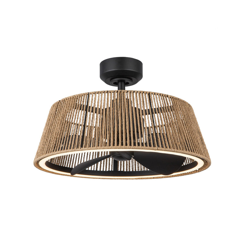 24"Ceiling Fan<br /><span style="color:#4AB0CE;">Entrega: 4-10 dias en USA</span><br /><span style="color:#4AB0CE;font-size:60%;">PREGUNTE POR ENTREGA EN PANAMA</span><br />Collection: Isla<br />Finish: Matte Black/Braided Rope