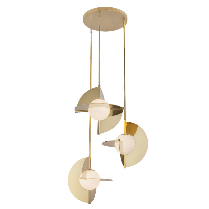 LED Chandelier<br /><span style="color:#4AB0CE;">Entrega: 4-10 dias en USA</span><br /><span style="color:#4AB0CE;font-size:60%;">PREGUNTE POR ENTREGA EN PANAMA</span><br />Collection: Scorpio<br />Finish: Metallic Brass/Opal Glass