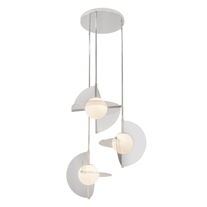 LED Chandelier<br /><span style="color:#4AB0CE;">Entrega: 4-10 dias en USA</span><br /><span style="color:#4AB0CE;font-size:60%;">PREGUNTE POR ENTREGA EN PANAMA</span><br />Collection: Scorpio<br />Finish: Polished Nickel/Opal Glass