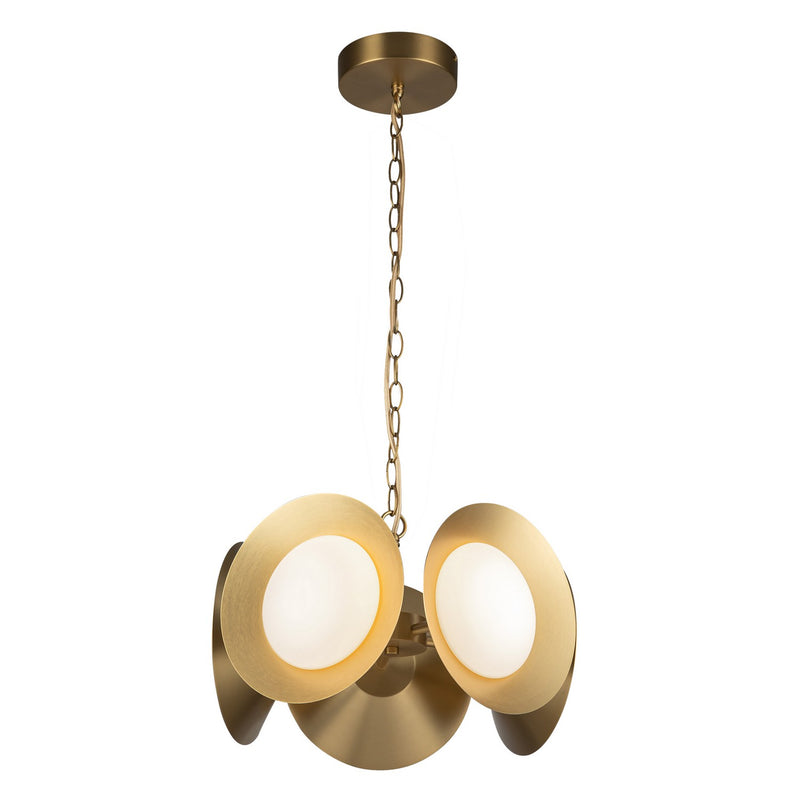 LED Chandelier<br /><span style="color:#4AB0CE;">Entrega: 4-10 dias en USA</span><br /><span style="color:#4AB0CE;font-size:60%;">PREGUNTE POR ENTREGA EN PANAMA</span><br />Collection: Cleo<br />Finish: Brushed Gold/Opal Glass