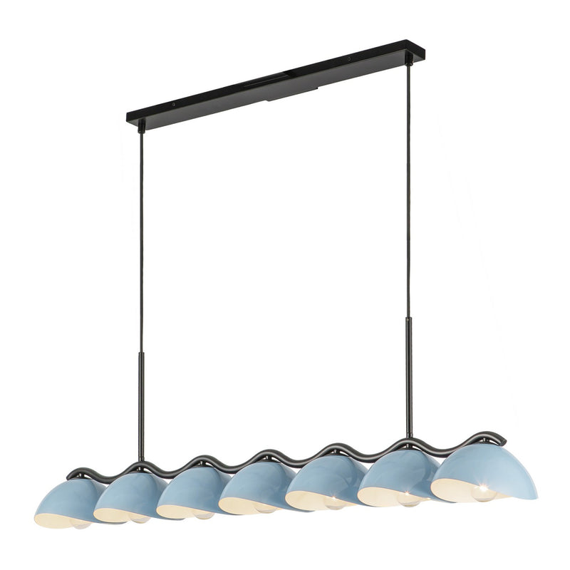 Seven Light Linear Pendant<br /><span style="color:#4AB0CE;">Entrega: 4-10 dias en USA</span><br /><span style="color:#4AB0CE;font-size:60%;">PREGUNTE POR ENTREGA EN PANAMA</span><br />Collection: Atlas<br />Finish: Black/Cerulean