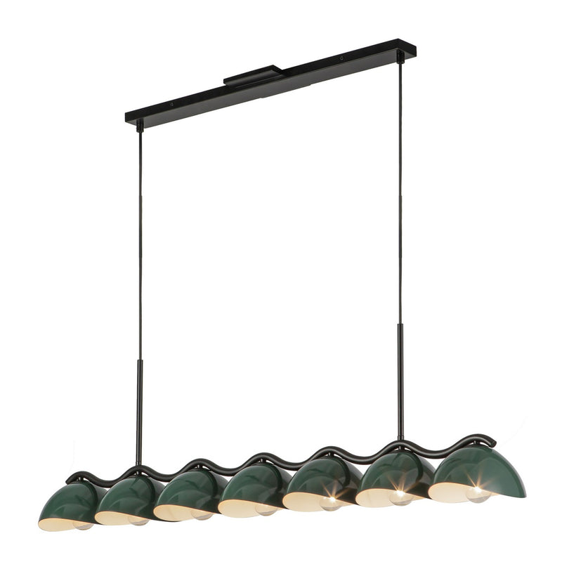 Seven Light Linear Pendant<br /><span style="color:#4AB0CE;">Entrega: 4-10 dias en USA</span><br /><span style="color:#4AB0CE;font-size:60%;">PREGUNTE POR ENTREGA EN PANAMA</span><br />Collection: Atlas<br />Finish: Black/Pine Green