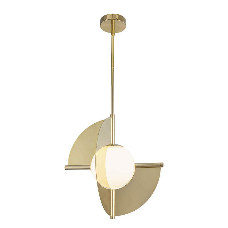 LED Pendant<br /><span style="color:#4AB0CE;">Entrega: 4-10 dias en USA</span><br /><span style="color:#4AB0CE;font-size:60%;">PREGUNTE POR ENTREGA EN PANAMA</span><br />Collection: Scorpio<br />Finish: Metallic Brass/Opal Glass