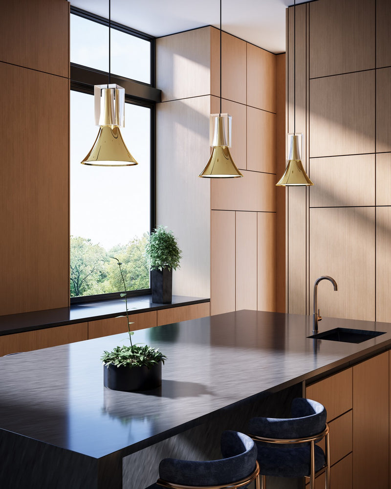 Kuzco Lighting - PD94108-GBK/CC-UNV - LED Pendant - Floe - Glossy Black/Clear Crystal