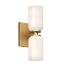 Two Light Wall Sconce<br /><span style="color:#4AB0CE;">Entrega: 3-4 semanas en USA</span><br /><span style="color:#4AB0CE;font-size:60%;">PREGUNTE POR ENTREGA EN PANAMA</span><br />Collection: Nola<br />Finish: Brushed Gold/Glossy Opal Glass