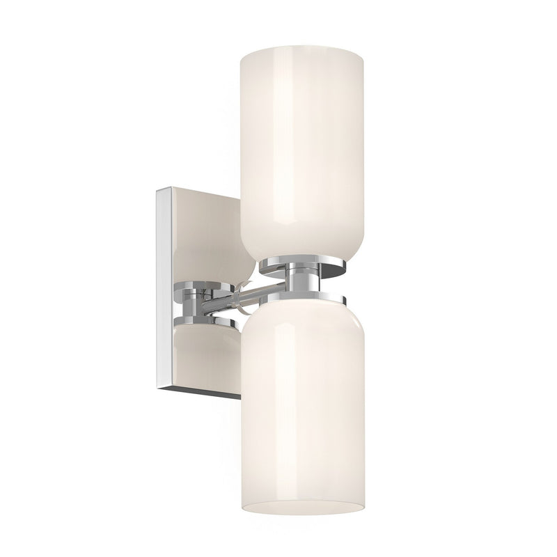 Two Light Wall Sconce<br /><span style="color:#4AB0CE;">Entrega: 1-2 semanas en USA</span><br /><span style="color:#4AB0CE;font-size:60%;">PREGUNTE POR ENTREGA EN PANAMA</span><br />Collection: Nola<br />Finish: Chrome/Glossy Opal Glass