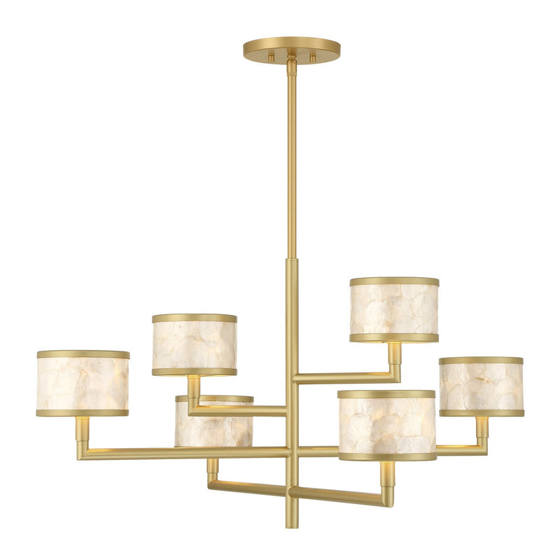 Six Light Chandelier<br /><span style="color:#4AB0CE;">Entrega: 4-10 dias en USA</span><br /><span style="color:#4AB0CE;font-size:60%;">PREGUNTE POR ENTREGA EN PANAMA</span><br />Collection: Mariquita<br />Finish: Spun Gold