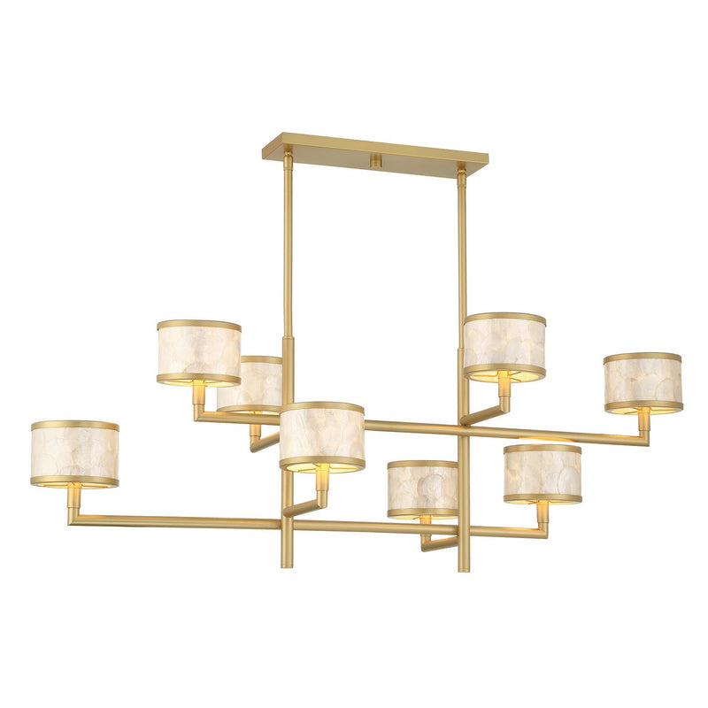 Eight Light Chandelier<br /><span style="color:#4AB0CE;">Entrega: 4-10 dias en USA</span><br /><span style="color:#4AB0CE;font-size:60%;">PREGUNTE POR ENTREGA EN PANAMA</span><br />Collection: Mariquita<br />Finish: Spun Gold