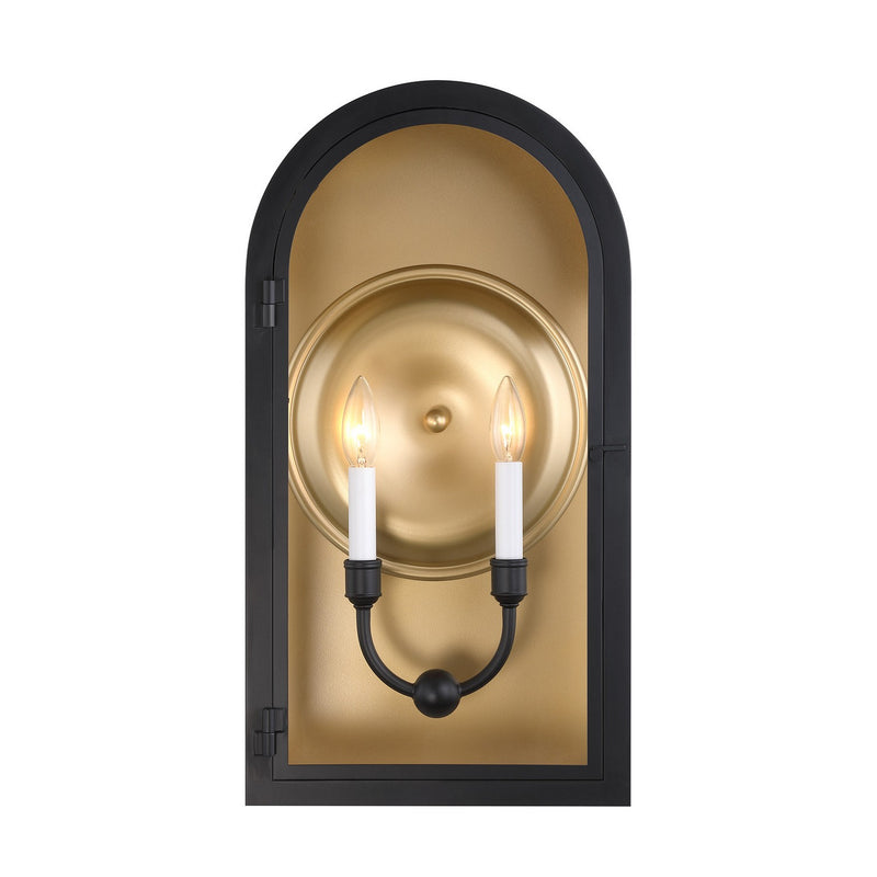 Two Light Outdoor Wall Lantern<br /><span style="color:#4AB0CE;">Entrega: 4-10 dias en USA</span><br /><span style="color:#4AB0CE;font-size:60%;">PREGUNTE POR ENTREGA EN PANAMA</span><br />Collection: Grotto<br />Finish: Matte Black with Vintage Gold