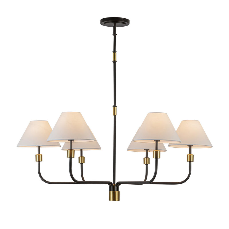 Six Light Chandelier<br /><span style="color:#4AB0CE;">Entrega: 4-10 dias en USA</span><br /><span style="color:#4AB0CE;font-size:60%;">PREGUNTE POR ENTREGA EN PANAMA</span><br />Collection: Providence<br />Finish: Black, Brushed Brass
