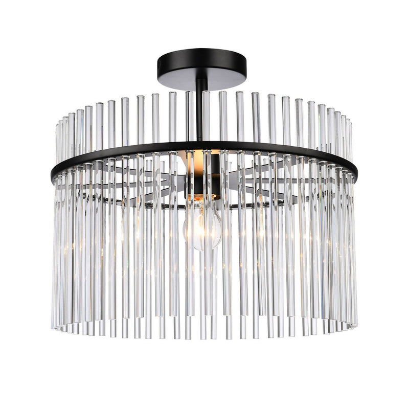 One Light Semi Flush Mount<br /><span style="color:#4AB0CE;">Entrega: 4-10 dias en USA</span><br /><span style="color:#4AB0CE;font-size:60%;">PREGUNTE POR ENTREGA EN PANAMA</span><br />Collection: Ava<br />Finish: Black