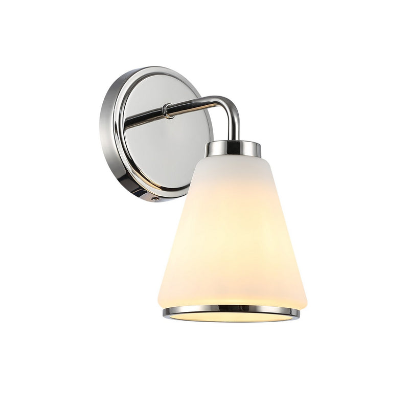 One Light Wall Sconce<br /><span style="color:#4AB0CE;">Entrega: 4-10 dias en USA</span><br /><span style="color:#4AB0CE;font-size:60%;">PREGUNTE POR ENTREGA EN PANAMA</span><br />Collection: Zoey<br />Finish: Polished Nickel