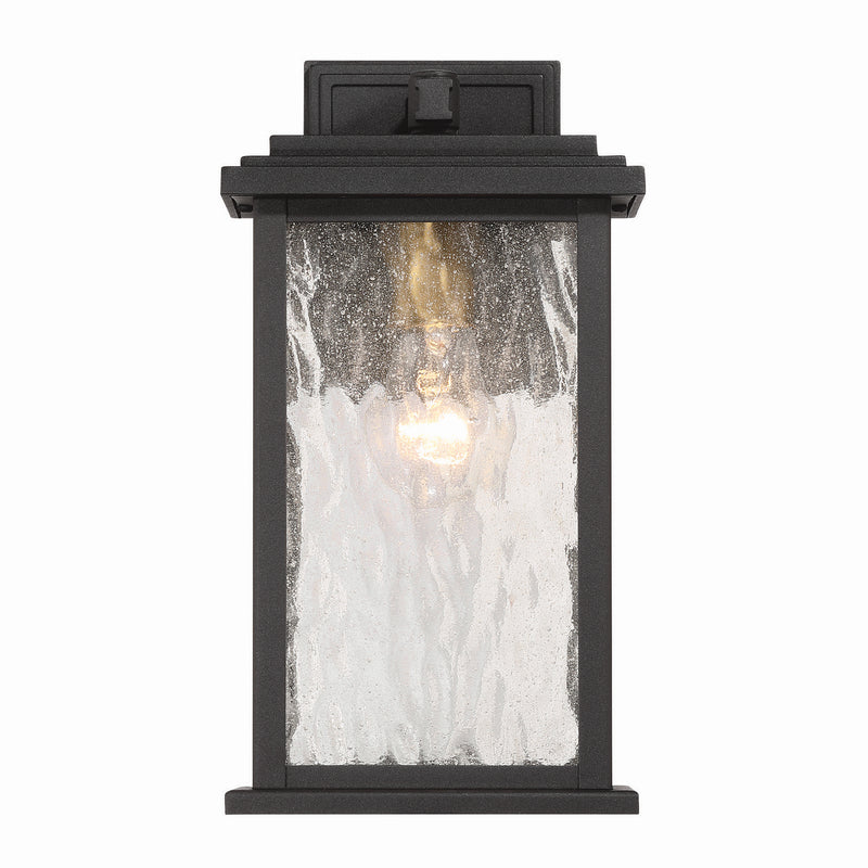 One Light Outdoor Wall Sconce<br /><span style="color:#4AB0CE;">Entrega: 4-10 dias en USA</span><br /><span style="color:#4AB0CE;font-size:60%;">PREGUNTE POR ENTREGA EN PANAMA</span><br />Collection: Estate<br />Finish: Black, Brass