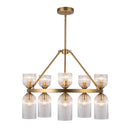 Ten Light Chandelier<br /><span style="color:#4AB0CE;">Entrega: 4-10 dias en USA</span><br /><span style="color:#4AB0CE;font-size:60%;">PREGUNTE POR ENTREGA EN PANAMA</span><br />Collection: Nelly<br />Finish: Brushed Gold/Clear Ribbed Glass
