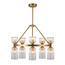Ten Light Chandelier<br /><span style="color:#4AB0CE;">Entrega: 4-10 dias en USA</span><br /><span style="color:#4AB0CE;font-size:60%;">PREGUNTE POR ENTREGA EN PANAMA</span><br />Collection: Nelly<br />Finish: Brushed Gold/Clear Ribbed Glass