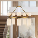 Alora - CH442626BGGR - Ten Light Chandelier - Nelly - Brushed Gold/Glossy Ribbed Opal Glass