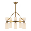 Ten Light Chandelier<br /><span style="color:#4AB0CE;">Entrega: 4-10 dias en USA</span><br /><span style="color:#4AB0CE;font-size:60%;">PREGUNTE POR ENTREGA EN PANAMA</span><br />Collection: Nelly<br />Finish: Brushed Gold/Glossy Ribbed Opal Glass