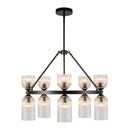 Ten Light Chandelier<br /><span style="color:#4AB0CE;">Entrega: 4-10 dias en USA</span><br /><span style="color:#4AB0CE;font-size:60%;">PREGUNTE POR ENTREGA EN PANAMA</span><br />Collection: Nelly<br />Finish: Matte Black/Clear Ribbed Glass