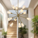 Alora - CH462039BGGR - 12 Light Chandelier - Cosmo - Brushed Gold/Glossy Ribbed Opal Glass