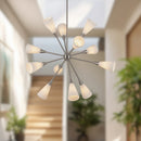 Alora - CH462039BNGR - 12 Light Chandelier - Cosmo - Brushed Nickel/Glossy Ribbed Opal Glass