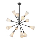 12 Light Chandelier<br /><span style="color:#4AB0CE;">Entrega: 4-10 dias en USA</span><br /><span style="color:#4AB0CE;font-size:60%;">PREGUNTE POR ENTREGA EN PANAMA</span><br />Collection: Cosmo<br />Finish: Matte Black/Glossy Ribbed Opal Glass