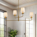 Alora - CH497445BGWL - Four Light Chandelier - Bridgette - Brushed Gold/White Linen