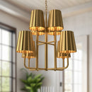 Eight Light Chandelier<br /><span style="color:#4AB0CE;">Entrega: 4-10 dias en USA</span><br /><span style="color:#4AB0CE;font-size:60%;">PREGUNTE POR ENTREGA EN PANAMA</span><br />Collection: Plisse<br />Finish: Aged Gold